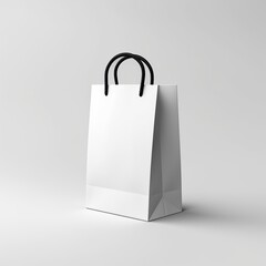 Mockup paper bag with black handles on a white background