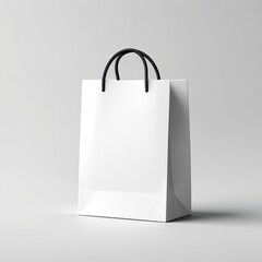 Mockup paper bag with black handles on a white background