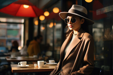 The detective is conducting surveillance.