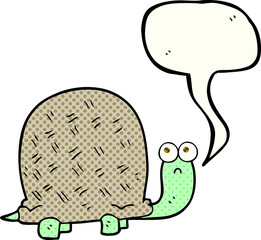freehand drawn comic book speech bubble cartoon sad turtle