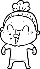 cartoon happy old woman