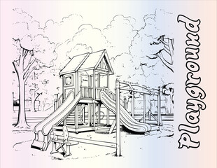 Children's Playground Coloring Pages Drawing For Kids 
