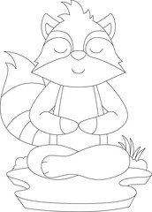 Racoon Yoga Fitness Meditation Animal Vector Graphic Art Illustration