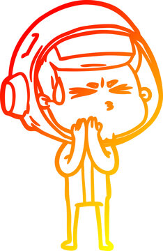 recommend clip art: warm gradient line drawing of a cartoon stressed astronaut