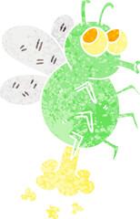 retro illustration style quirky cartoon fly