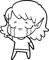 Obraz premium cartoon crying elf girl
