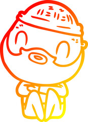 warm gradient line drawing of a cartoon bearded man