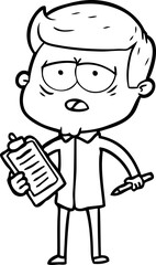 cartoon tired man