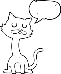 freehand drawn speech bubble cartoon cat