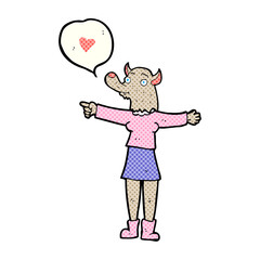 cartoon werewolf woman in love