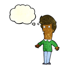 cartoon startled man with thought bubble
