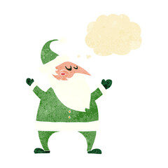 cartoon santa claus with thought bubble