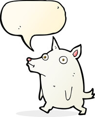 cartoon funny little dog with speech bubble