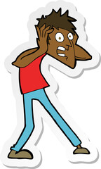 sticker of a cartoon man panicking