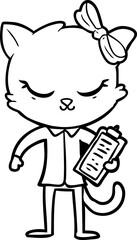 cute cartoon business cat with bow