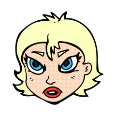 freehand drawn cartoon angry female face