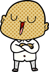 happy cartoon bald man