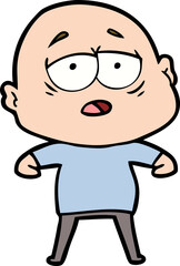 cartoon tired bald man