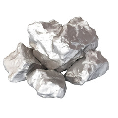 Silver nugget isolated on transparent background
