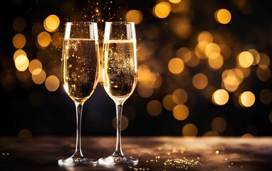 Glasses of Champagne at New Years Eve C