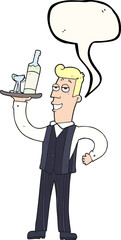 freehand drawn speech bubble cartoon waiter