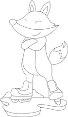 Fox Inline skating Roller skates Sports Animal Vector Graphic Art Illustration