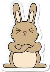 sticker of a quirky hand drawn cartoon rabbit