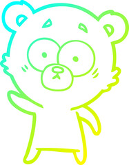 cold gradient line drawing of a worried bear cartoon