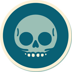 sticker of tattoo in traditional style of a skull