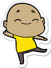 sticker of a cartoon happy bald man