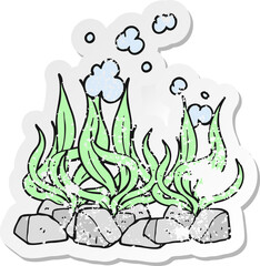 retro distressed sticker of a cartoon seaweed