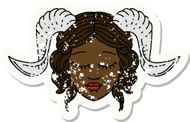 Retro Tattoo Style tiefling character face