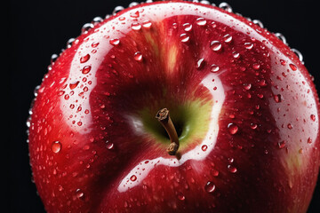 red apple with drops of water - Powered by Adobe