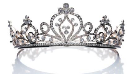 Fototapeta na wymiar Princess elegance: Festive decoration for girls - a shiny silver crown isolated on a pristine white background.