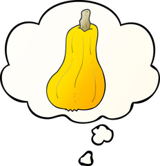 cartoon squash with thought bubble in smooth gradient style