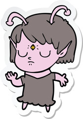 Obraz premium sticker of a cartoon alien girl