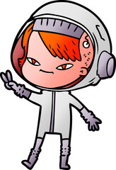 cartoon astronaut woman
