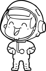 happy cartoon astronaut
