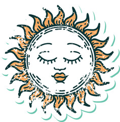 iconic distressed sticker tattoo style image of a sun