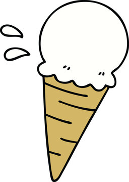 hand drawn quirky cartoon vanilla ice cream