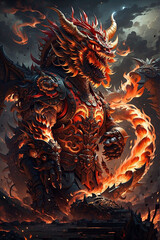 High Detail Chinese Dragon  Illustration for  New Year Template
