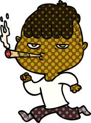 cartoon man smoking whilst running