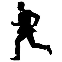 Fototapeta na wymiar Business man Run Pose vector silhouette, a business man run for office time, fast run vector