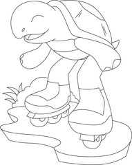 Turtle Inline skating Roller skates Sports Animal Vector Graphic Art Illustration