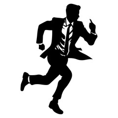 Business man Run Pose vector silhouette, a business man run for office time, fast run vector