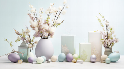 Vibrant Springtime Decor, Painted Eggs Amongst Fresh Flowers