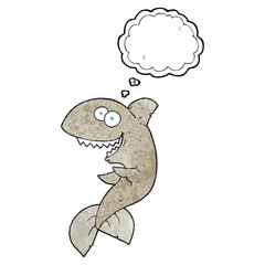 freehand drawn thought bubble textured cartoon shark