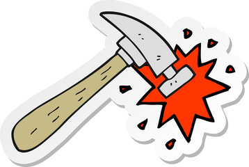 sticker of a cartoon hammer