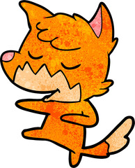 friendly cartoon fox dancing
