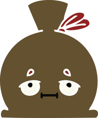 flat color retro cartoon of a sack